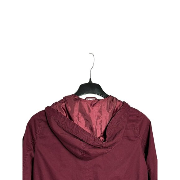 Vtg Y2K Ambiance Womens Maroon Anorak Jacket Hooded Full Zip Snap Long Sleeve L - Picture 5 of 8